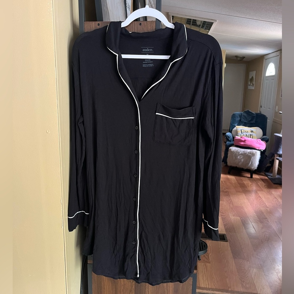 Auden Black Long Sleeve Pajama Nightgown